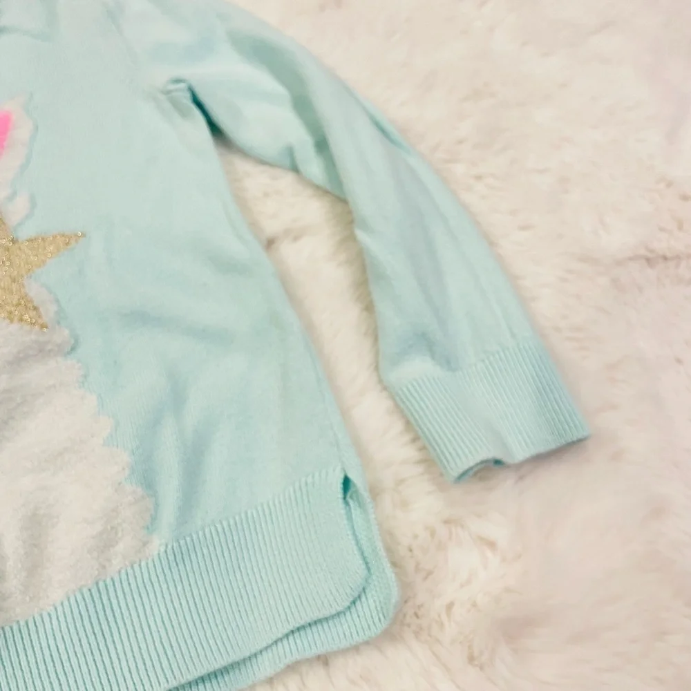 OshKosh B’Gosh Blue Star Llama Knit Crewneck Pullover Sweater Girl’s Size 4